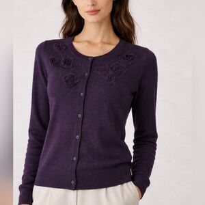 BANANA REPUBLIC DEEP PURPLE CARDIGAN SIZE LARGE